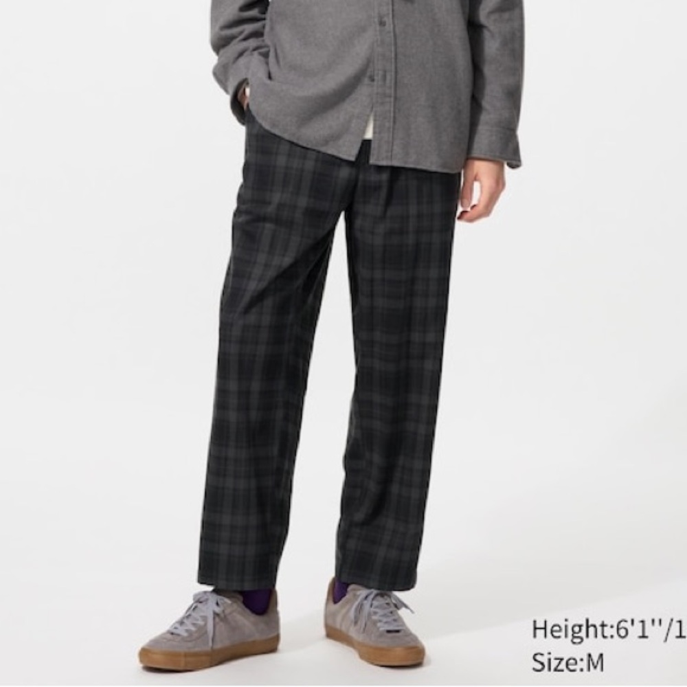 Uniqlo Flannel Ankle Pants Checkered Gray Medium 30-33 waist